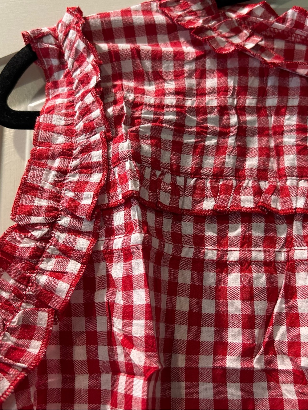Red Gingham Ruffle Sleeveless Top - Women's - Picture 3 of 3